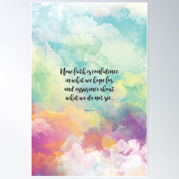 Hebrews 11:1 Faith Bible Verse Poster Wall Art, Modern Wall Decor For Living Room Bedroom, 8x12 UNFRAMED