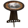 thumbnail image 1 of Winter Wonderland Pub Gift Farmhouse Rustic Round Whiskey Barrel End Table, 1 of 2