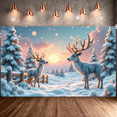 thumbnail image 1 of Winter Wonderland Scenic Backdrop Snowy Deer Landscape Christmas Decoration for Holiday Party Indoor Photography, 1 of 7