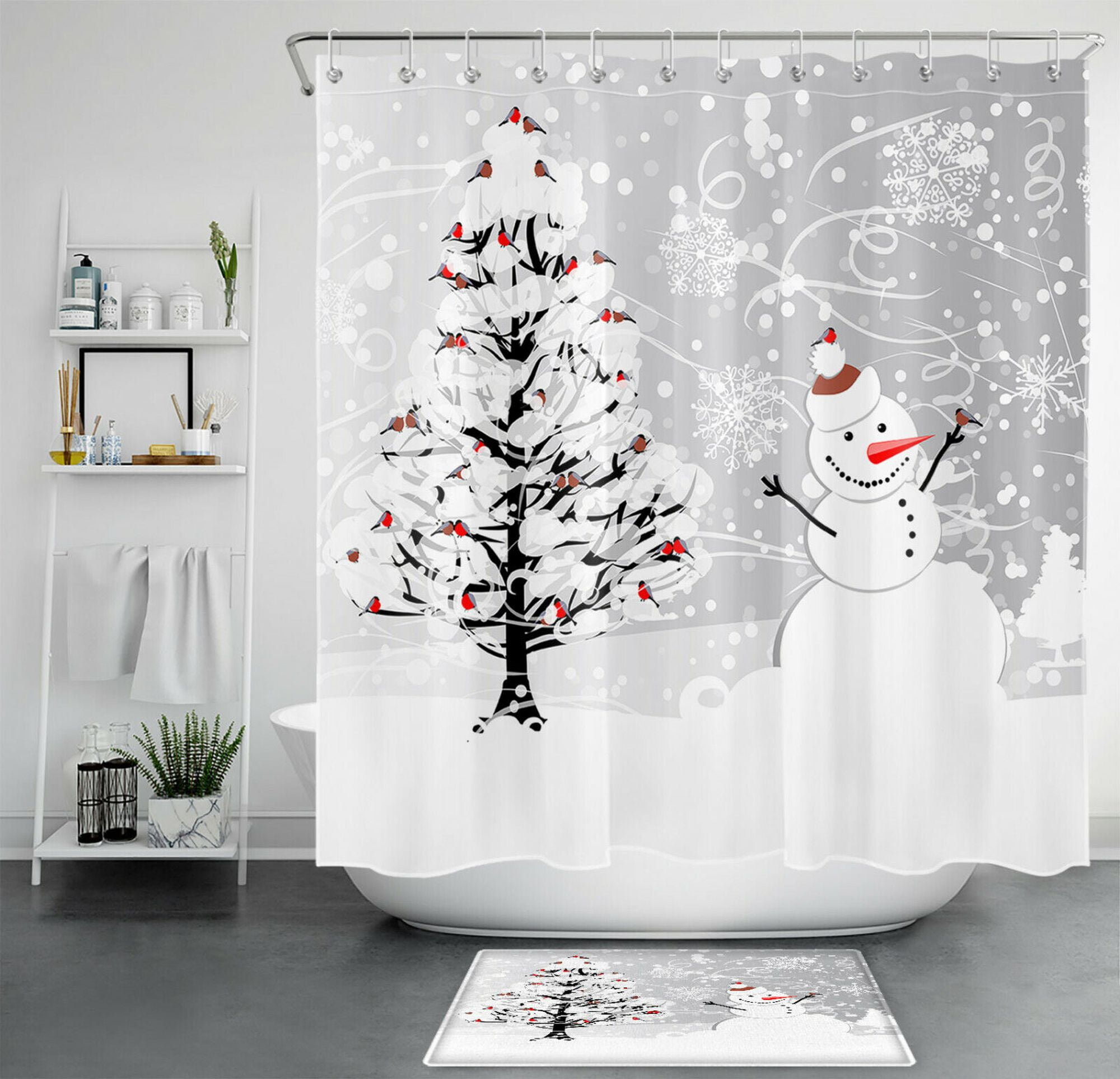 Winter Wonderland Shower Curtain Create a Magical Bathroom Ambiance with Frosty Friends and