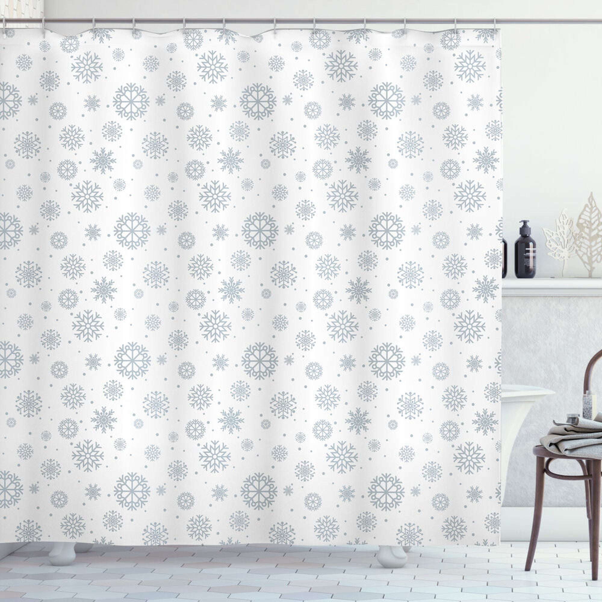 Winter Wonderland Shower Curtain Sophisticated Snowflake Designs for a Spacious 70Inch