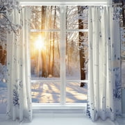 Winter Wonderland Shower Curtain Tranquil Snowy Landscape Design Hasselblad X2D Style Bathroom Decor Sunlight Glow