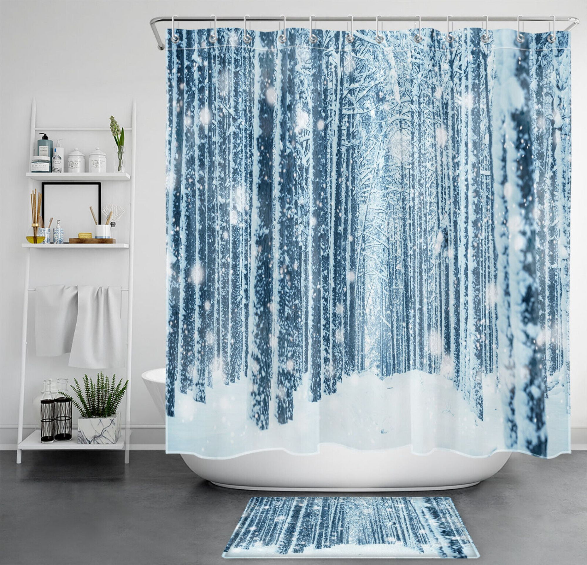 Winter Wonderland Shower Curtain Transform Your Bathroom into a Frosty Forest