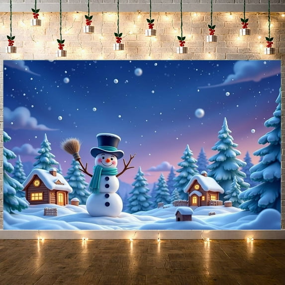 Winter Wonderland Snowman Banner Holiday Decoration Christmas Theme for Holiday Party Indoor Decoration Outdoor Celebration