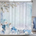 thumbnail image 1 of Winter Wonderland Snowman Snowflake Shower Curtain Set Snowy Scenery Silver Xmas Bathroom Bathtubs Decor 72"x72", 1 of 7