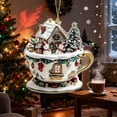 thumbnail image 1 of Taicans ‌Winter Wonderland Teacup Christmas Ornament - 3.15in Acrylic 2D Scene with Gingerbread House,Reindeer & Snowman,2025 Holiday Gift for Tree/Mantel Decor, 1 of 6