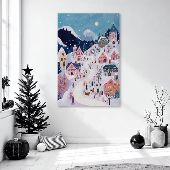 Winter Wonderland Wall Art Charming Snowy Village Poster Winter Atmosphere Poster Decor Family Ready To Hang, Unframed Poster Size 8x12