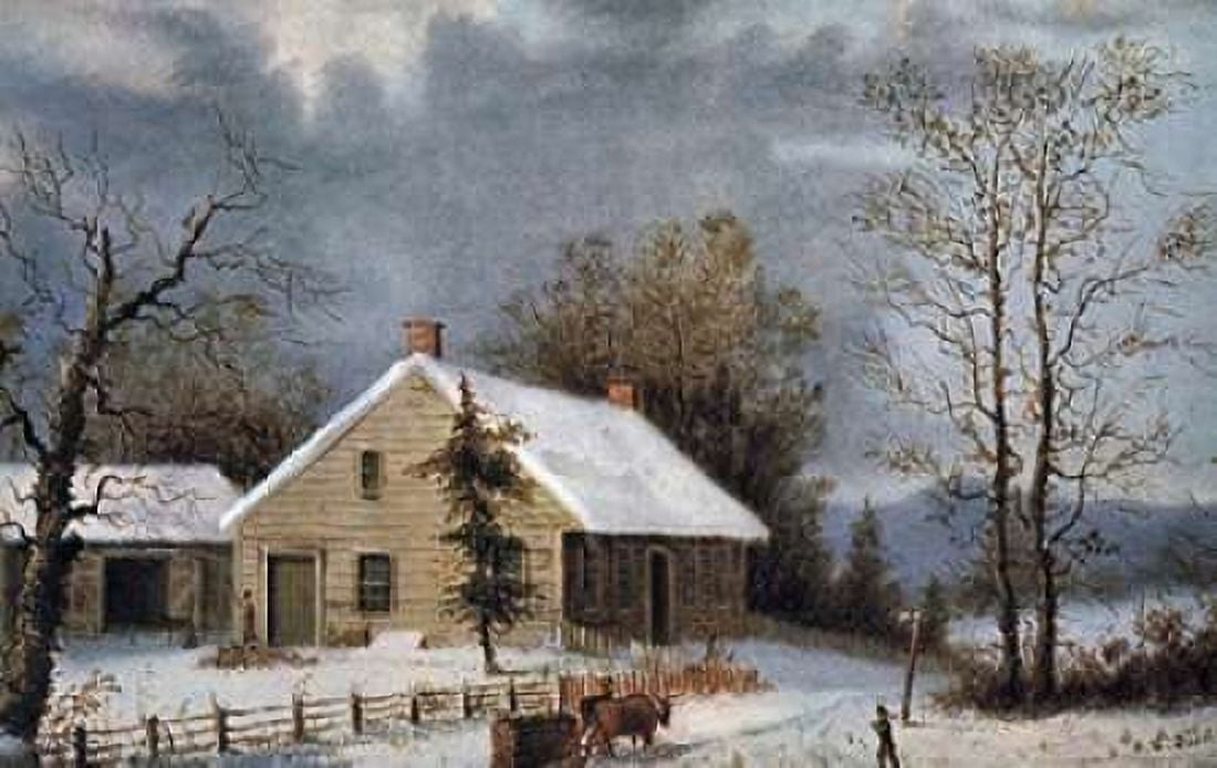 Winter Wood Canvas Art - Currier and Ives (24 x 36)