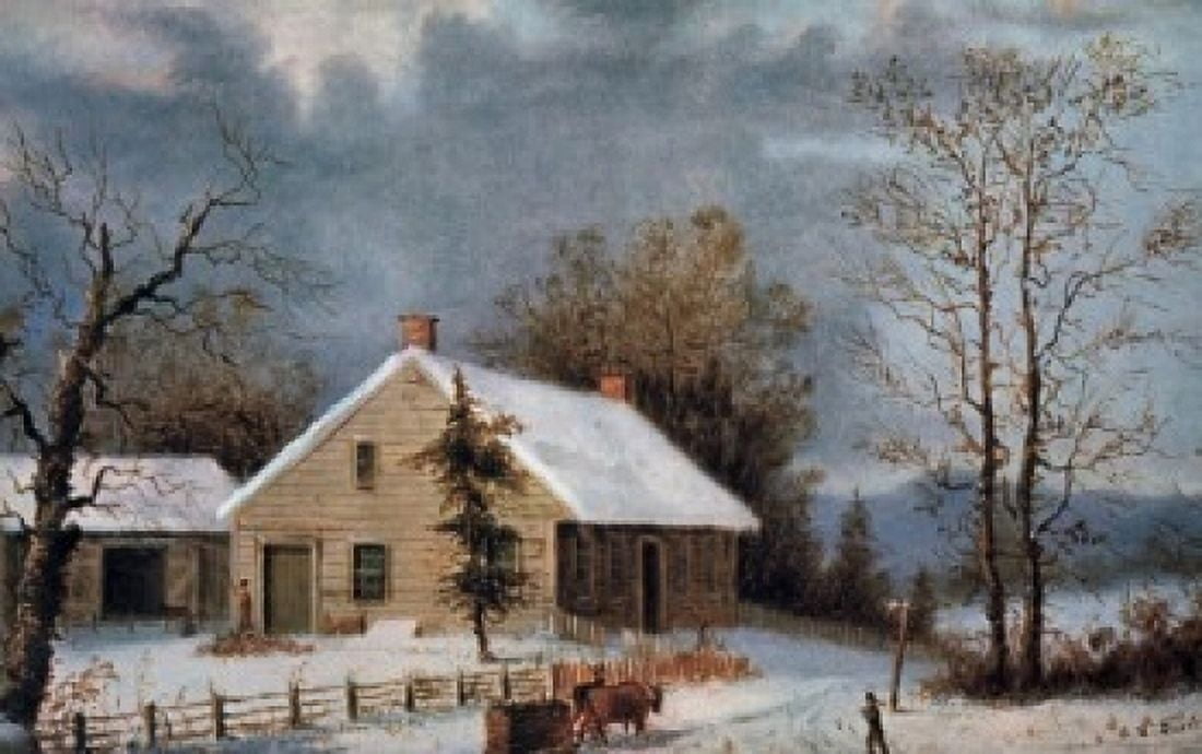 Winter Wood Currier & Ives(1834-1907 American) Canvas Art - Currier & Ives (24 x 36)