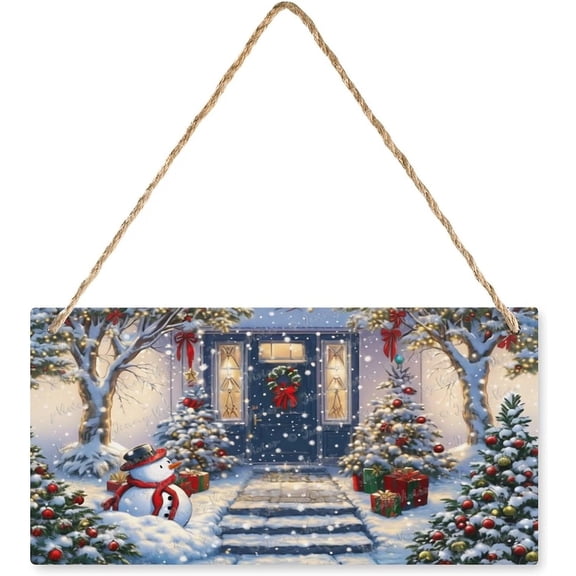 Winter Wooden Signs Christmas Tree, Snow, Plaques Door Sign Christmas Home Decor Cabin Wall Sign Decor Chic Shabby Farmhouse Wood Sign Yard Sign, Garden Sign, Garage Sign 6x12 inches