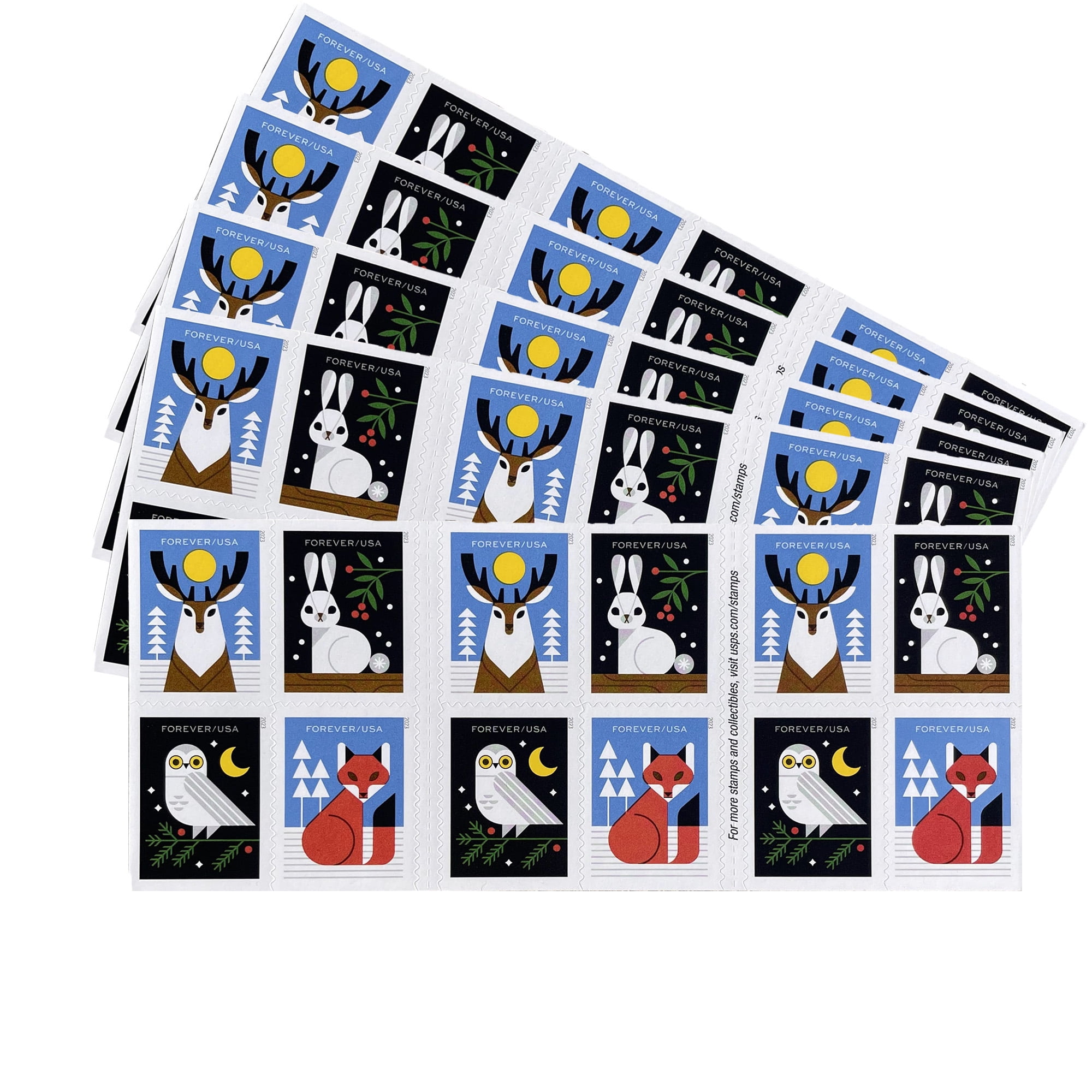 USPS Holiday Windows Forever Stamps 100 Stamps (5 Books of 20)