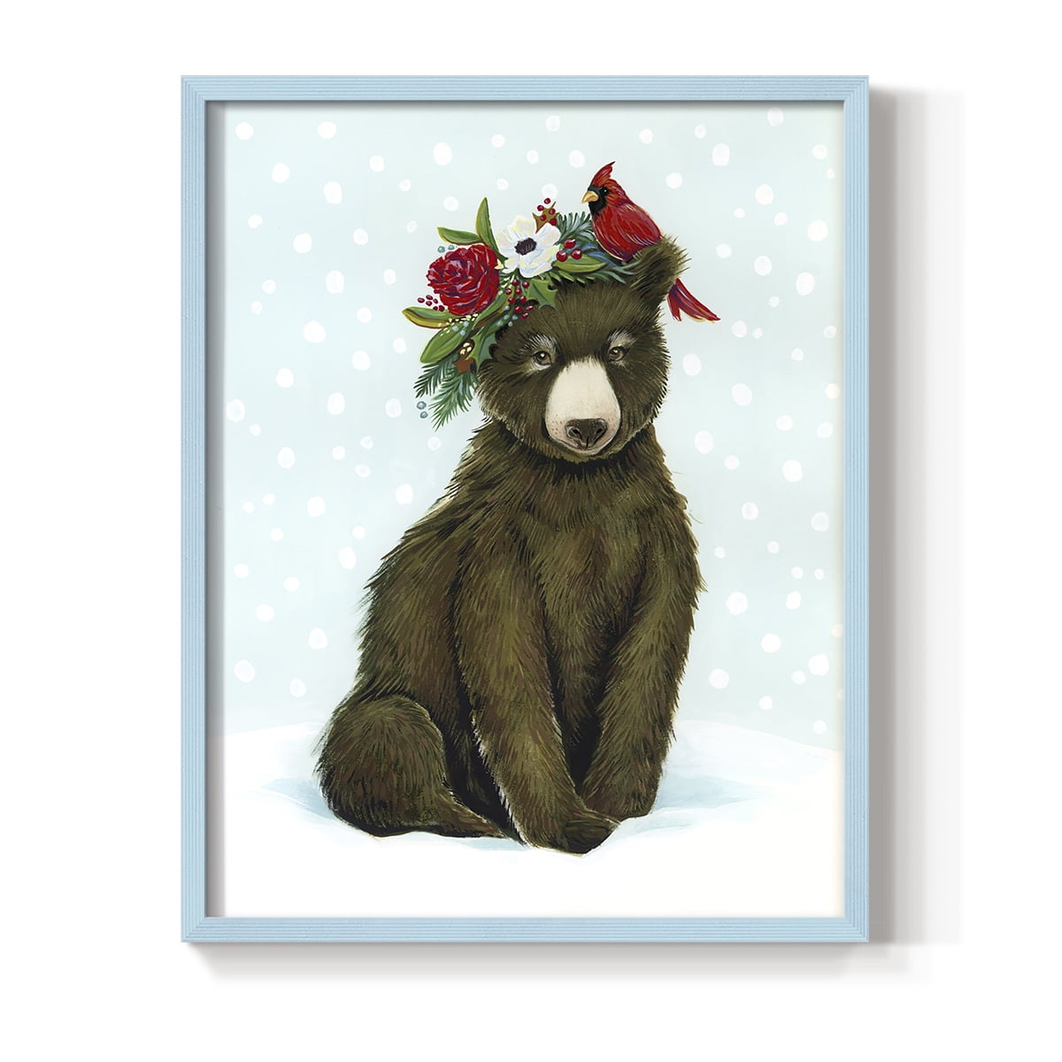 Winter Woodland Creatures with Cardinals I Framed Print - Solid Wood in Single Picture Frame Solid Wood 2 Framed Print