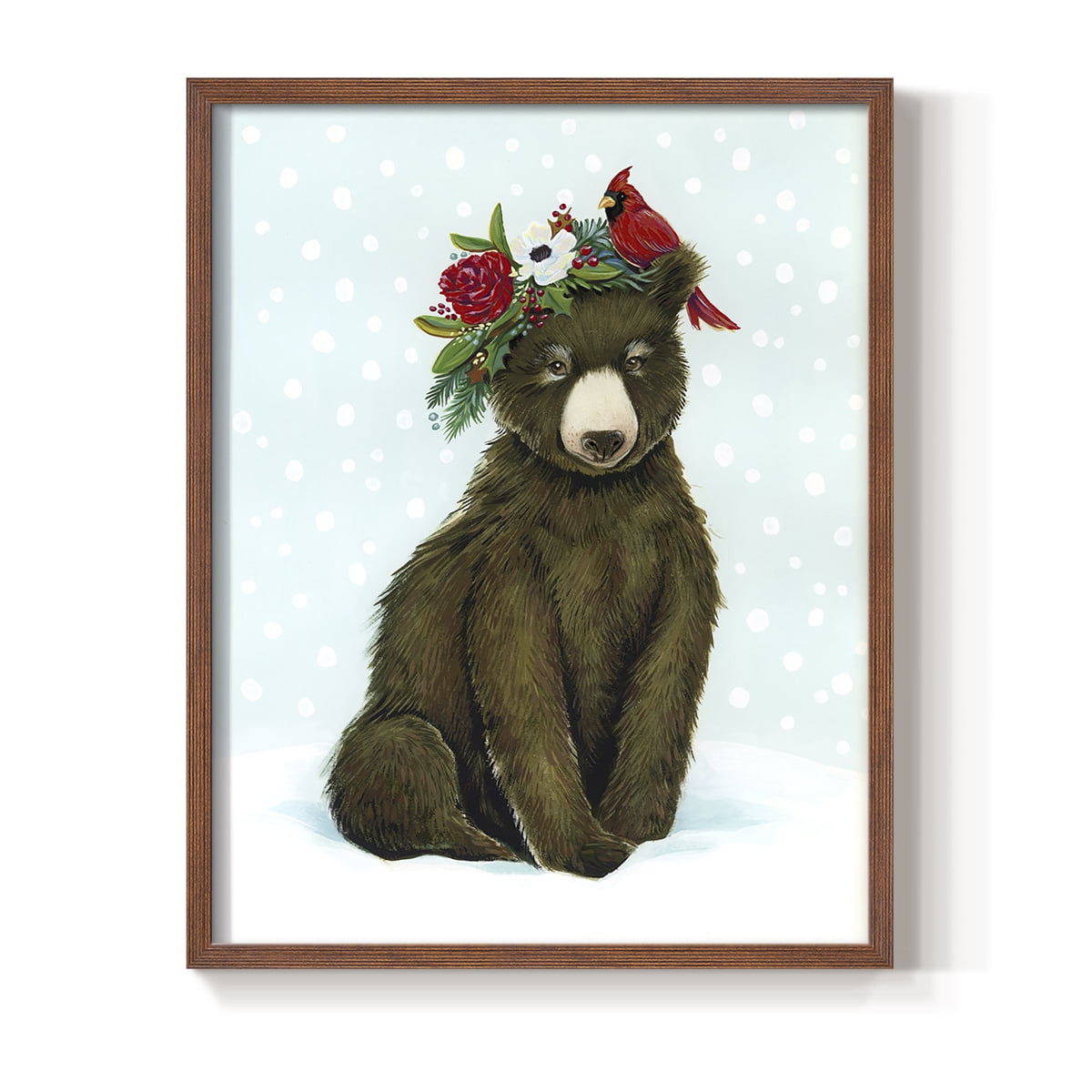 Winter Woodland Creatures with Cardinals I Framed Print - Solid Wood in Single Picture Frame Solid Wood 2 Framed Print