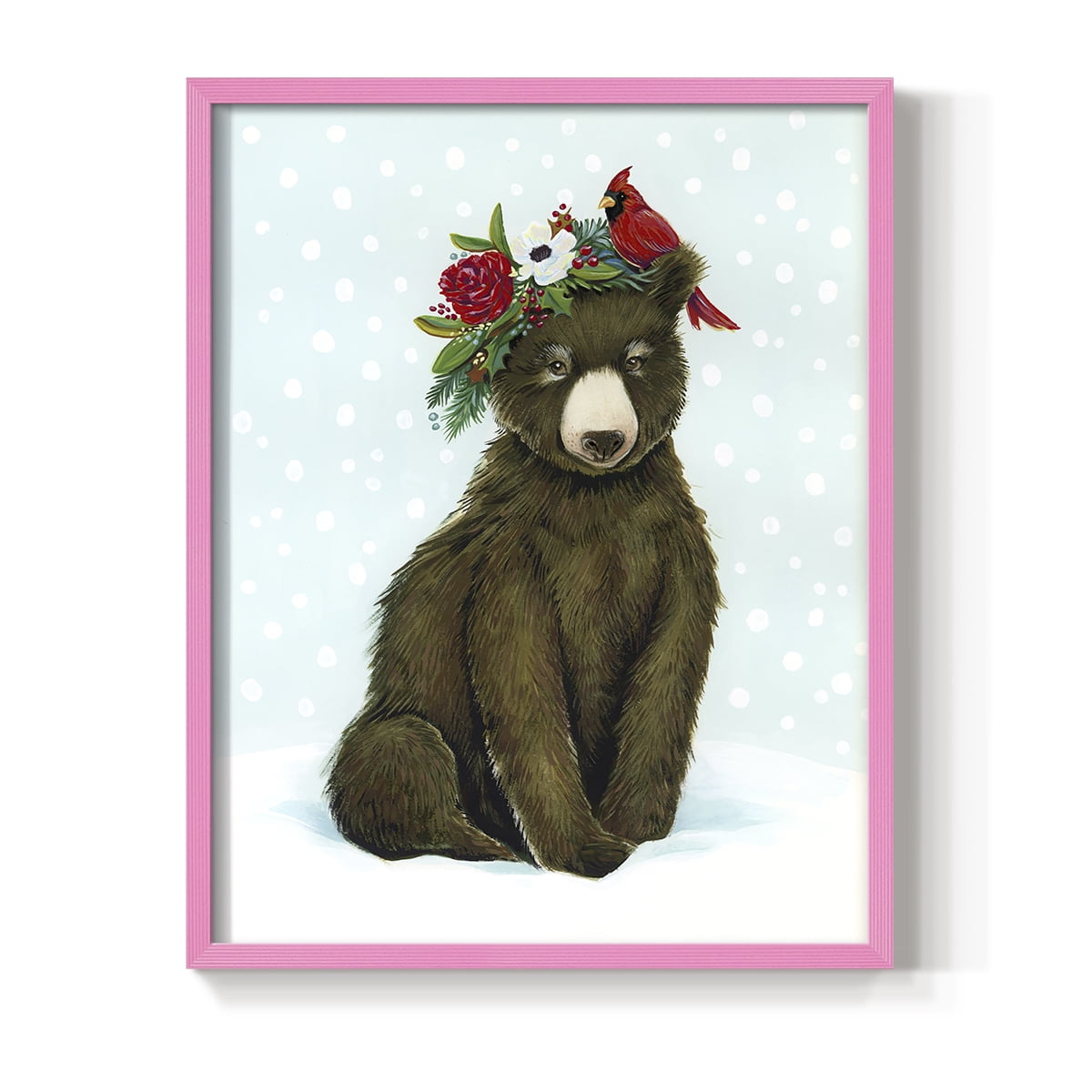 Winter Woodland Creatures with Cardinals I Framed Print - Solid Wood in Single Picture Frame Solid Wood 2 Framed Print