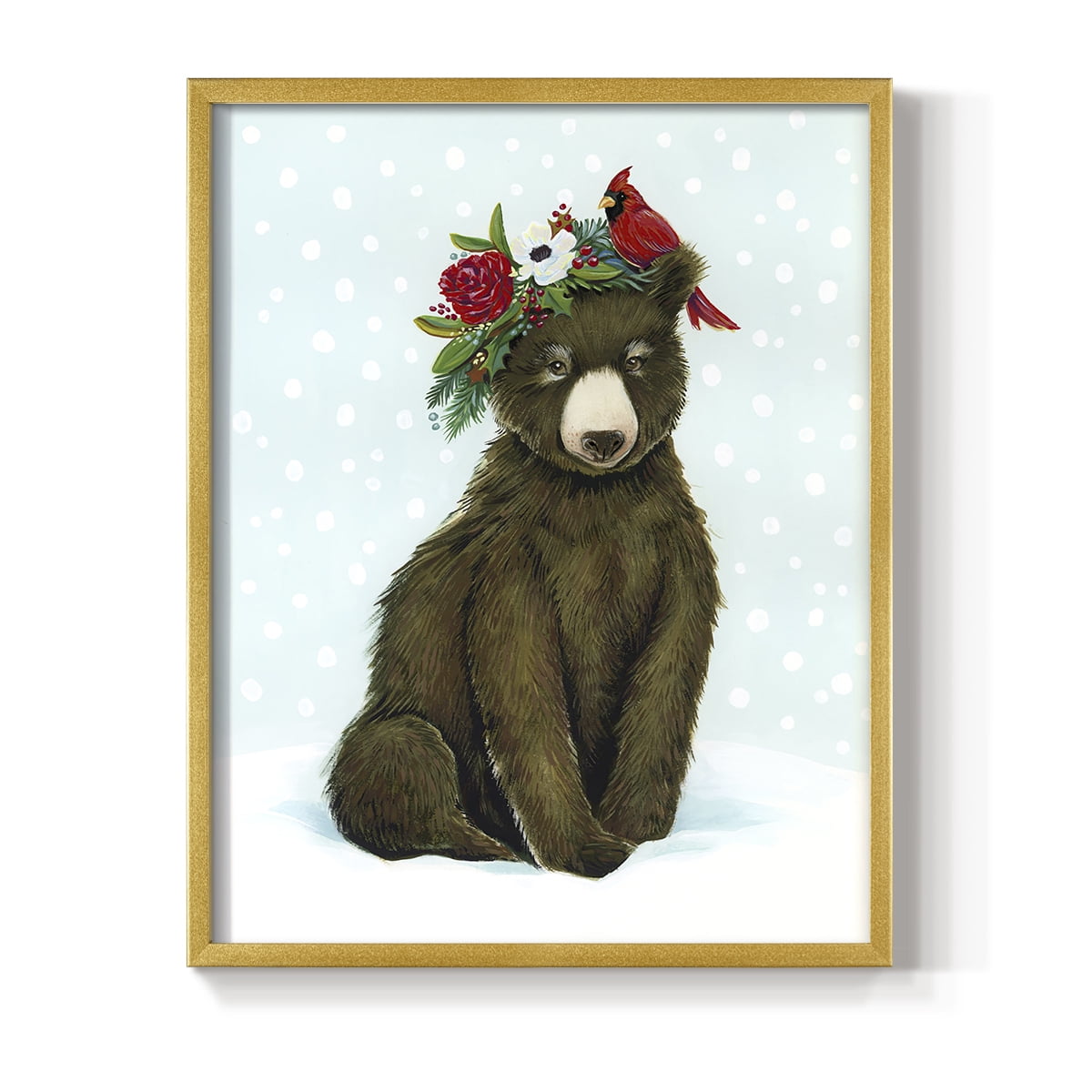 Winter Woodland Creatures with Cardinals I Framed Print - Solid Wood in Single Picture Frame Solid Wood 2 Framed Print