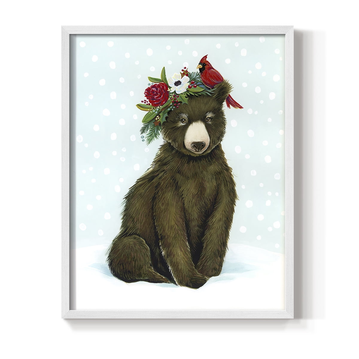Winter Woodland Creatures with Cardinals I Framed Print - Solid Wood in Single Picture Frame Solid Wood 2 Framed Print