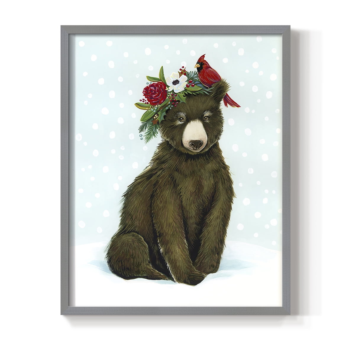 Winter Woodland Creatures with Cardinals I Framed Print - Solid Wood in Single Picture Frame Solid Wood 2 Framed Print