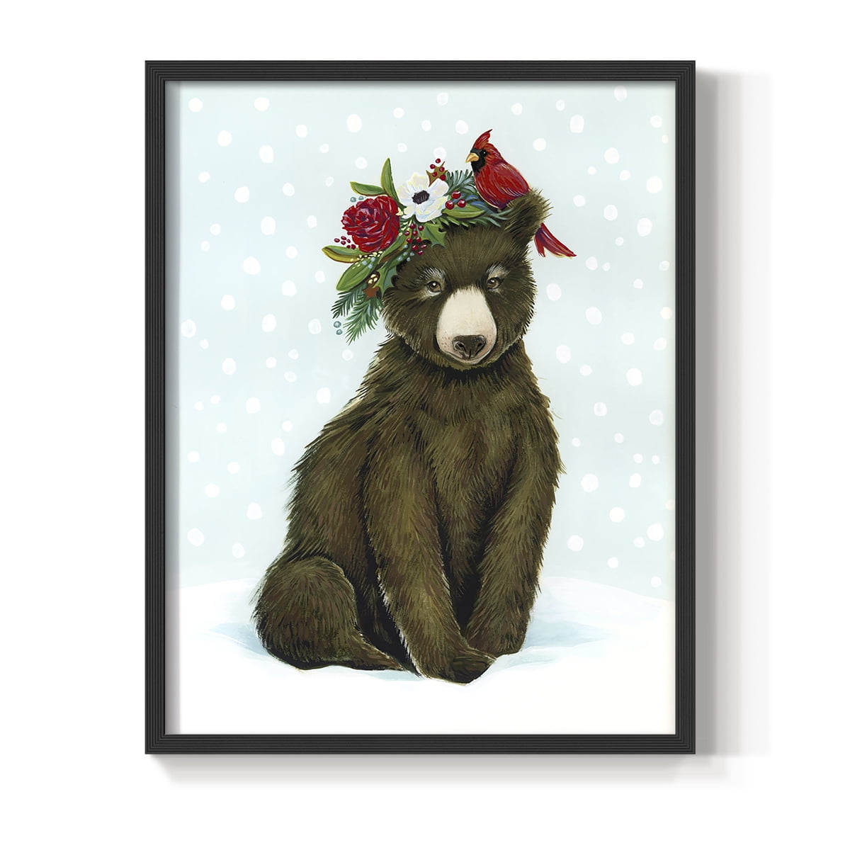 Winter Woodland Creatures with Cardinals I Framed Print - Solid Wood in Single Picture Frame Solid Wood 2 Framed Print