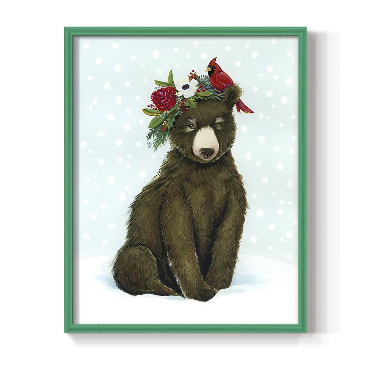 Winter Woodland Creatures with Cardinals I Framed Print - Solid Wood in Single Picture Frame Solid Wood 2 Framed Print