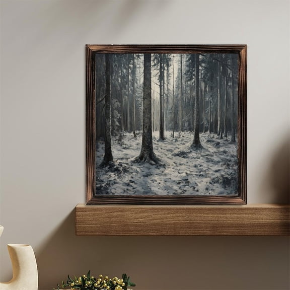 Winter Woods Scene Wooden Sign Wall Plaque - Vintage Art Decoration, Wall Decoration - Ideal Gift For Home Decoration, Living Room, Bathroom, Bedroom, Garden, Dining, Bar, Cafe, Festival Party Deco