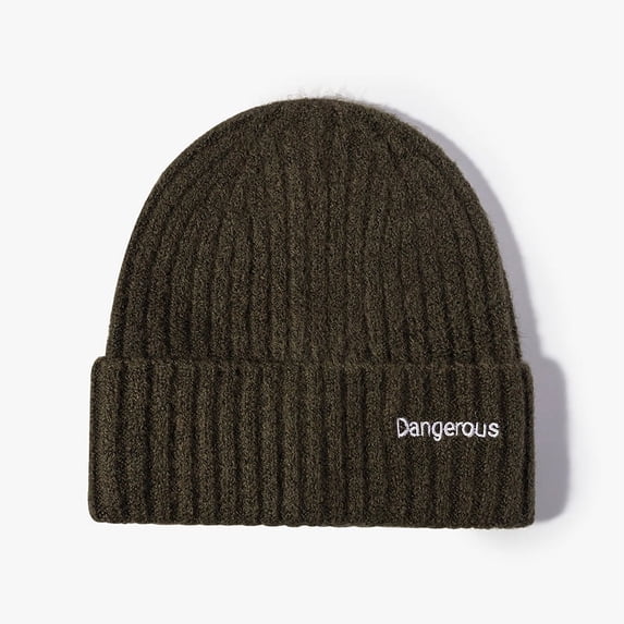 Winter Wool Couple Knitted Hat Letter Jacquard Outdoor Warm Ear Protection Cold Hat Female Thickened Wool Hat Male