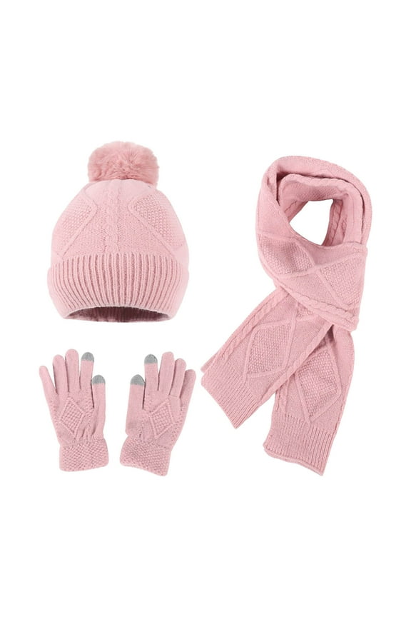 Winter Wool Knitted Fashion Set for Cold Weather Three Piece Accessory Ensemble with Cozy Scarf and Gloves