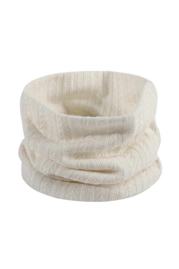 Winter Wool Knitted Neck Scarf Warm Mens Womens Neckerchief, White