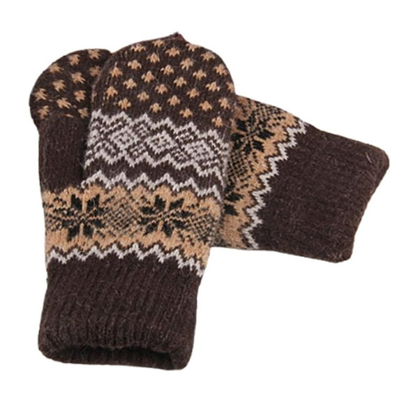 Winter Wool Mittens,Knit Full Finger Gloves,for Snow Skiing Running Cycling Walking Dog