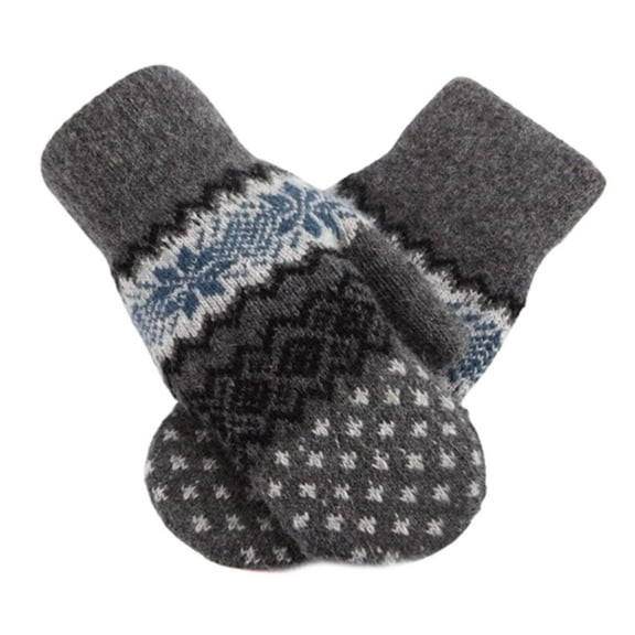 Winter Wool Mittens,Knit Full Finger Gloves,for Snow Skiing Running Cycling Walking Dog