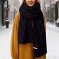 thumbnail image 1 of Winter Woolen Knit Scarf for Everyday Use with Solid Color Design and Cozy Warmth for Daily Wear, Black, 1 of 5