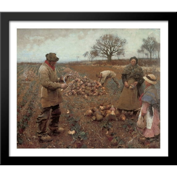 Winter Work 32x28 Large Black Wood Framed Print Art by Sir George Clausen