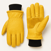 Winter Work Gloves, Insulated Work Gloves, Warm, Cowhide, Yellow, Thinsulate Insulation, Cowhide Leather, Puncture & Abrasion Resistant, Reinforced Palm Grip, Elastic Cuff, Cold Weather Work