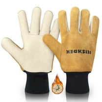 FEISHDEK Winter Work Gloves for Men, Waterproof Warm Insulated Cowhide Leather Work Gloves for cold weathers