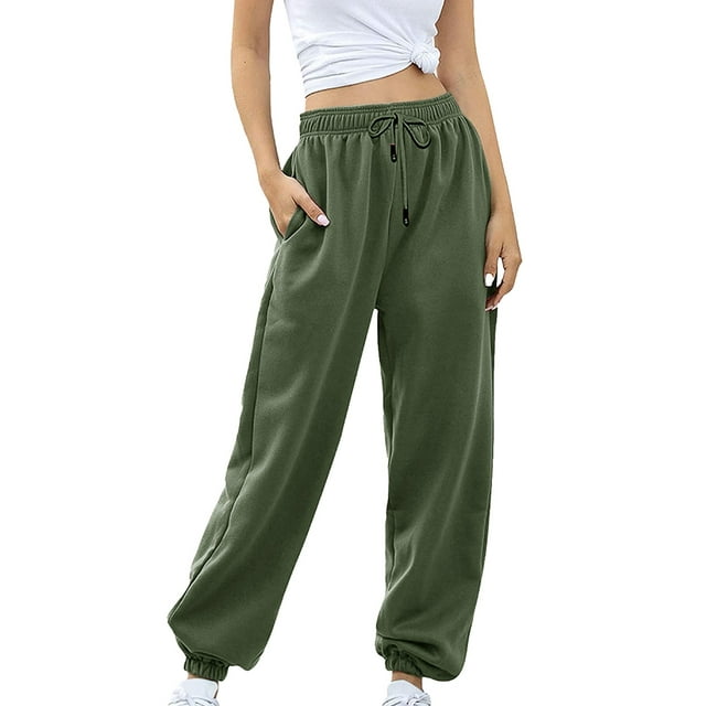 Winter Workout Athletic Running High Waisted Sweatpants for Women Green ...
