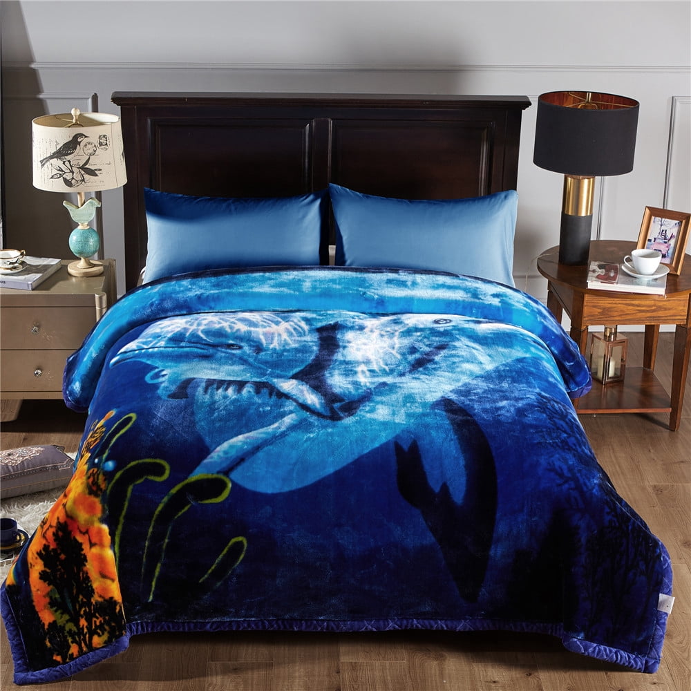 Winter Wram Plush Fleece Korean Mexican Blanket For Bed Floral Animal  Printed Heavy Thick 10Lbs 2 Ply King 86x92 - Walmart.com