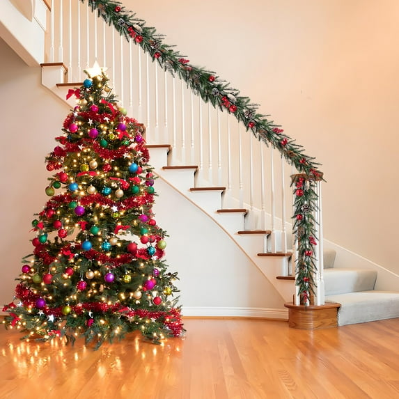 Winter Wreath under $5! Bzdzmqm Artificial Green Christmas Wreath, Large Front Door Rattan Decoration, Indoor Outdoor Holiday Decor, Winter Door Wreath, Festive Home Decoration