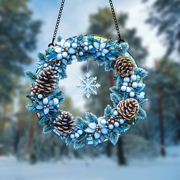 Winter Wreath Acrylic Glass Window Decor fullxfull Pinecones, Snowberries & Snowflake Accent for Holiday Charm