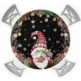 thumbnail image 1 of Winter Wreath Christmas Table Cloth Elastic Fitted Edged Round Christmas Tablecloth Dining Table Waterproof Oil Proof Xmas Gnomes Table Cover for Indoor Outdoor Snowflake Black 60"X 60", 1 of 7