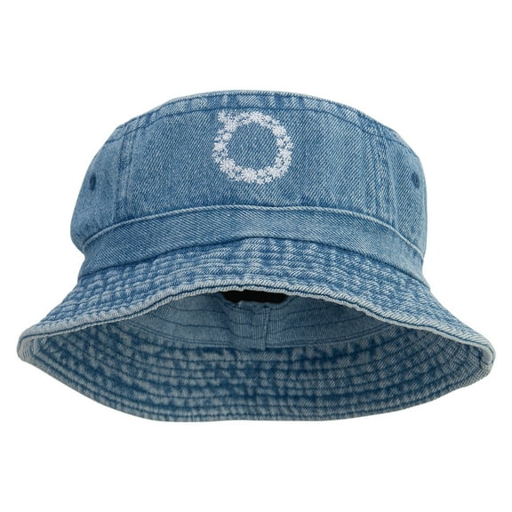 Winter Wreath Embroidered Pigment Dyed Bucket Hat - Lt Denim OSFM