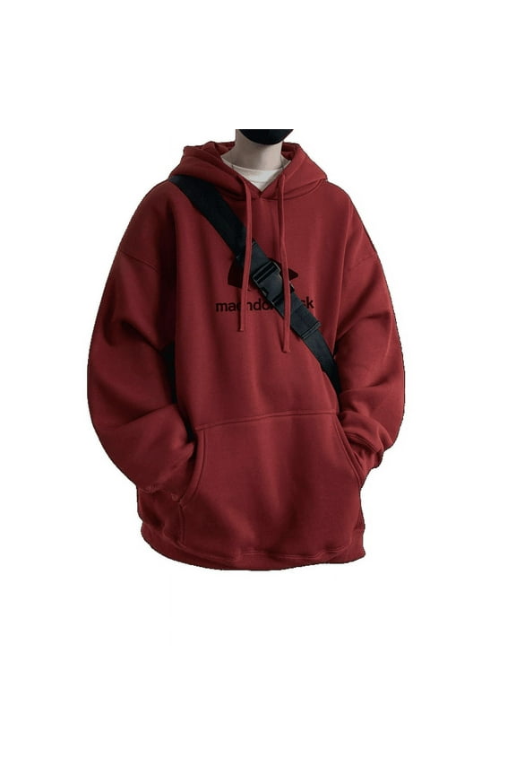 Winter Year Of The Dragon Red Sweatshirt For Men Large Size Loose Hooded Shirt Dark Gray 5Xl