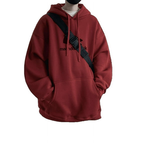 Winter Year Of The Dragon Red Sweatshirt For Men Large Size Loose Hooded Shirt Haze Blue Fleece-Lined Model L