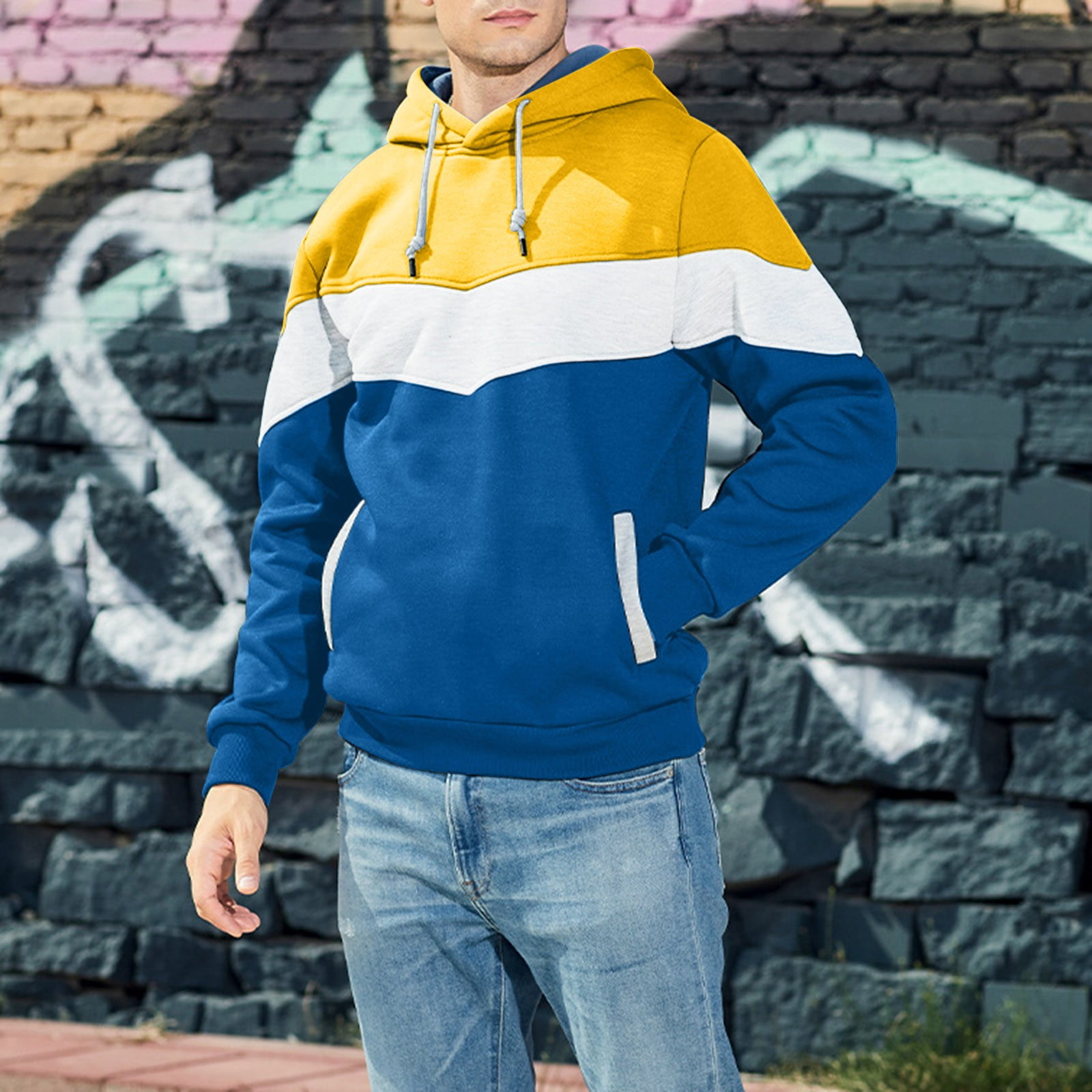 Winter Yellow Hoodies For Men Mens Casual Zipper Hoodie