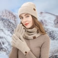 thumbnail image 1 of Winter Yellow Men Women Hat Warmer Scarf Touchscreen Gloves Set Neck Thick Knit, 1 of 4