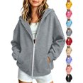 thumbnail image 1 of Winter Zip Up Hoodies for Children Hooded Sweatshirt Kids Fashion Solid Color Long Sleeve With Pocket Warm Zipper For Girls And Boys, 1 of 9