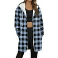 thumbnail image 1 of Winter Zip up Fleece Jacket for Women, Plaid Oversized Long Hoodie Fuzzy Jacket, Warm Trendy Coat with Pockets, 1 of 5