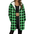 thumbnail image 1 of Winter Zip up Fleece Jacket for Women, Plaid Oversized Long Hoodie Fuzzy Jacket, Warm Trendy Coat with Pockets, 1 of 5