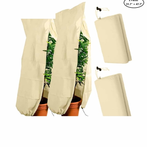 Winter Zipper Plant Covers - Warm Plant Protection Cover Bags, Frost Cloth Blanket Protecting Fruit Tree Potted Plants from Freezing Animals Eating(100*120cm,Off White)