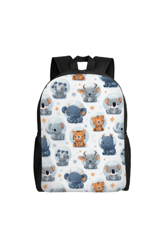 Winter animal snow globes Backpack with 15 Inch Laptop Compartment,Water-Resistant Daypack, Large Capacity Backpack with Adjustable Breathable Shoulder Straps for Daily Use Travel Gym