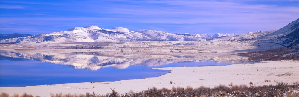 Winter at Mono Lake California Canvas Art - Panoramic Images (27 x 9)