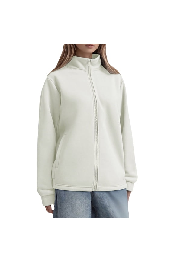 Winter clothing for women Heavyweight Solid Color Lightweight Long Sleeve Unisex Cardigan Stand Collar Casual Outerwear For Early Autumn Season